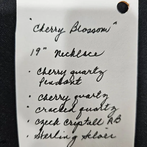 Hand Crafted Cherry Quartz Beads and Carved Cherry Quartz Pendant Necklace - Picture 9 of 9